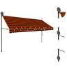 Manual Retractable Awning with LED - Orange & Brown 350cm