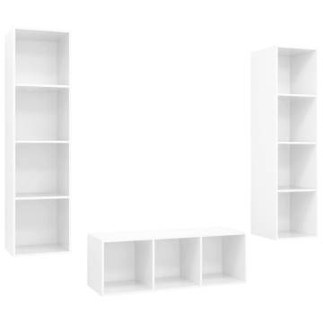 3 Piece High Gloss White TV Cabinet Set - Stylish & Functional