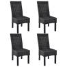 Dining Chairs 4 pcs Black Kubu Rattan and Mango Wood Colour black Quantity in Package 4 