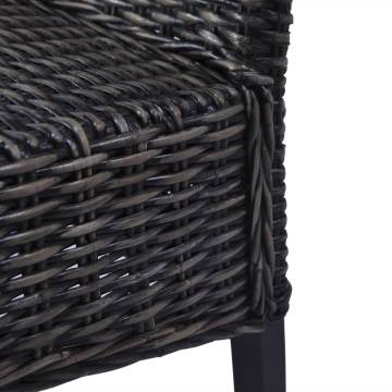 Dining Chairs Set - 4 Pcs Black Kubu Rattan & Mango Wood