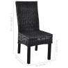 Dining Chairs Set - 4 Pcs Black Kubu Rattan & Mango Wood