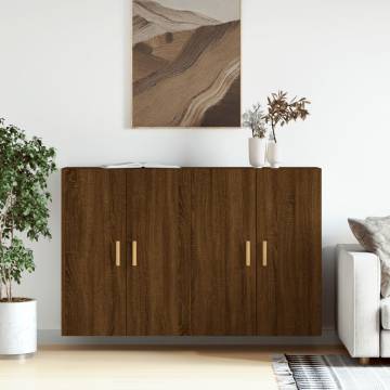 Brown Oak Wall Mounted Cabinets - 2 Pcs | HipoMarket