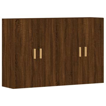 Brown Oak Wall Mounted Cabinets - 2 Pcs | HipoMarket