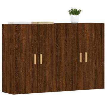 Brown Oak Wall Mounted Cabinets - 2 Pcs | HipoMarket