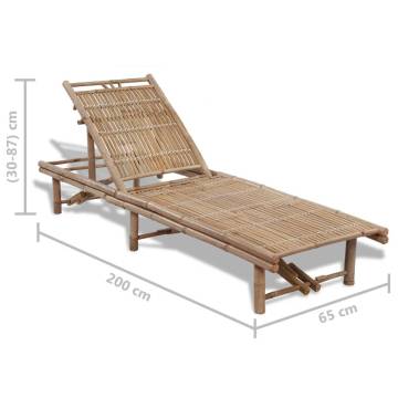 Stylish Sun Lounger Bamboo - 3 Adjustable Positions