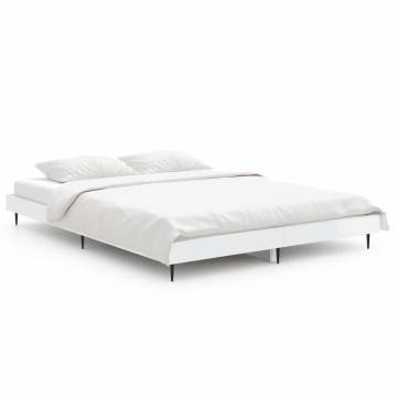 High Gloss White Bed Frame 135x190 cm - Modern & Durable