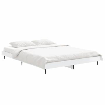 High Gloss White Bed Frame 135x190 cm - Modern & Durable