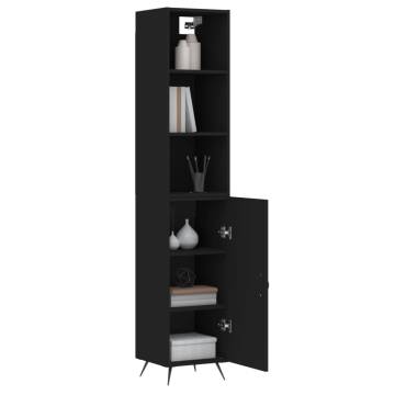 Stylish Highboard Black - Engineered Wood 34.5x34x180 cm