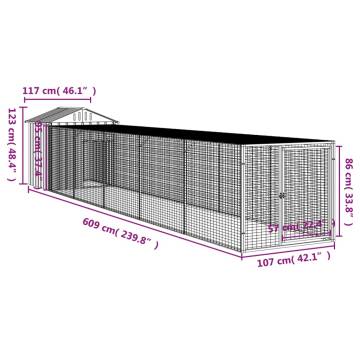 Chicken Cage with Run Anthracite - Durable Galvanised Steel