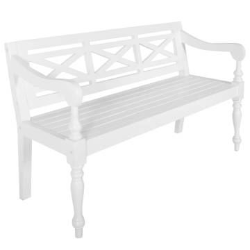 Buy Batavia Bench - 123 cm Solid Mahogany Wood in White