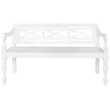 Buy Batavia Bench - 123 cm Solid Mahogany Wood in White