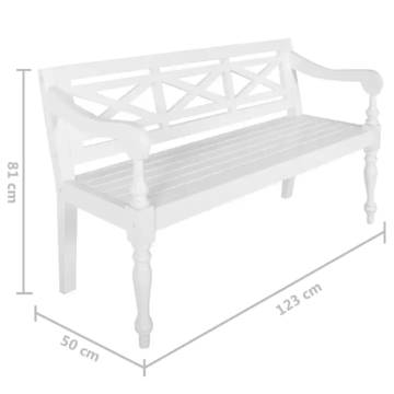 Buy Batavia Bench - 123 cm Solid Mahogany Wood in White