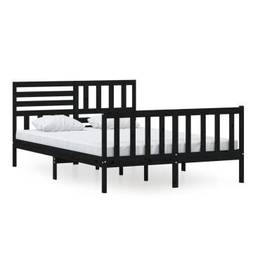 Black Solid Wood Bed Frame 140x200 cm - Hipomarket