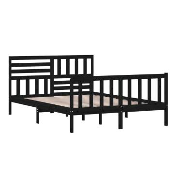 Black Solid Wood Bed Frame 140x200 cm - Hipomarket