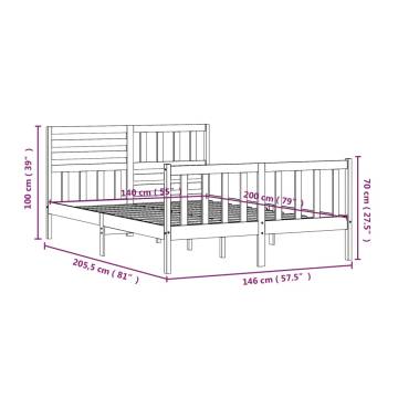 Black Solid Wood Bed Frame 140x200 cm - Hipomarket