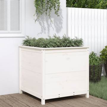 White Garden Planter 82.5x82.5x78 cm - Solid Pine Wood