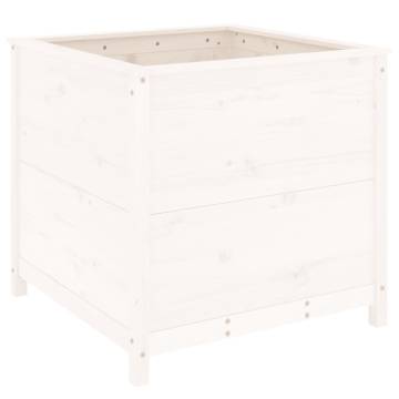 White Garden Planter 82.5x82.5x78 cm - Solid Pine Wood