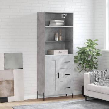 Stylish Highboard in Concrete Grey | Durable Engineered Wood