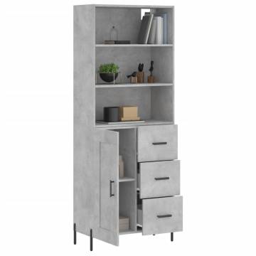 Stylish Highboard in Concrete Grey | Durable Engineered Wood