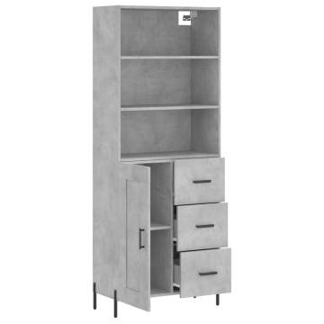 Stylish Highboard in Concrete Grey | Durable Engineered Wood