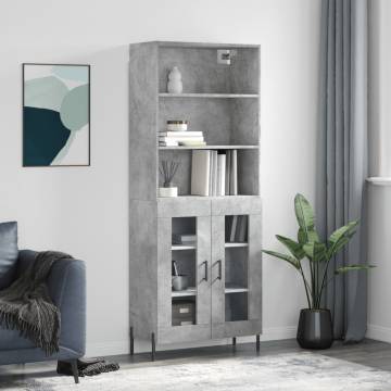 Stylish Highboard Concrete Grey - 69.5x34x180 cm | HipoMarket