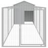 Durable Light Grey Dog House with Roof & Run - 117x405 cm