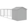 Durable Light Grey Dog House with Roof & Run - 117x405 cm