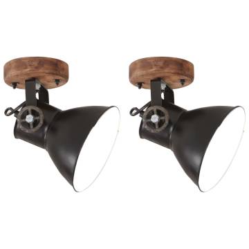 Industrial Wall/Ceiling Lamps 2 pcs Black E27 | Hipomarket