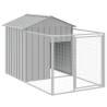 Durable Light Grey Dog House with Roof & Run - 117x405 cm