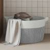 Stylish Grey & White Storage Basket - Ø40x25 cm Cotton