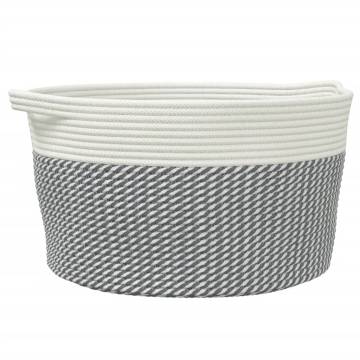 Stylish Grey & White Storage Basket - Ø40x25 cm Cotton