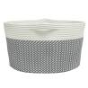 Stylish Grey & White Storage Basket - Ø40x25 cm Cotton