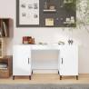 Desk High Gloss White 140x50x75 cm Engineered Wood Colour high gloss white 