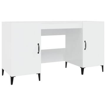 High Gloss White Desk - Stylish Engineered Wood Design