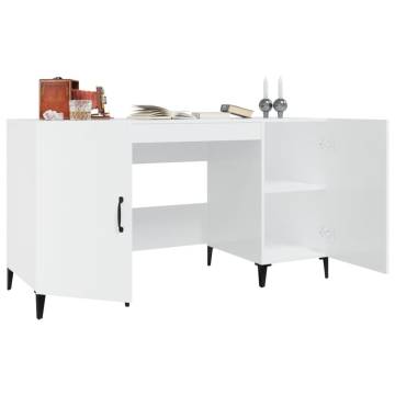 High Gloss White Desk - Stylish Engineered Wood Design