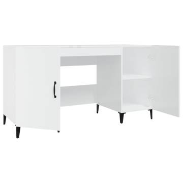 High Gloss White Desk - Stylish Engineered Wood Design