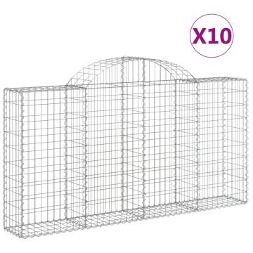 Arched Gabion Baskets | 10 pcs Galvanised Iron - Hipomarket UK