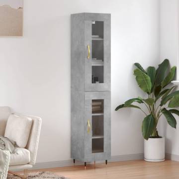 Stylish Highboard in Concrete Grey | 34.5x34x180 cm