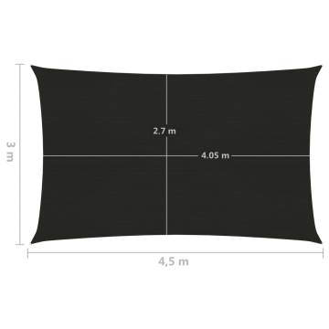 Sunshade Sail 160 g/m² Black 3x4.5 m HDPE – Hipomarket UK