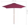 Outdoor Parasol with Wooden Pole 270 cm - Bordeaux Red | HipoMarket