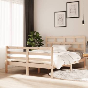 Solid Wood Double Bed Frame 135x190 cm - HipoMarket UK