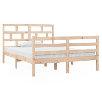 Solid Wood Double Bed Frame 135x190 cm - HipoMarket UK