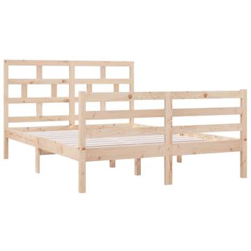 Solid Wood Double Bed Frame 135x190 cm - HipoMarket UK