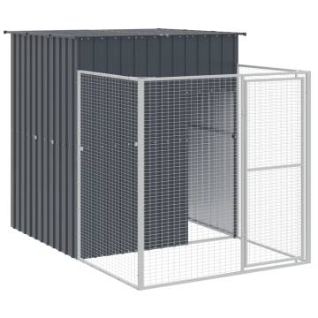 Dog House with Run - Galvanised Steel, Anthracite 165x1067x181cm