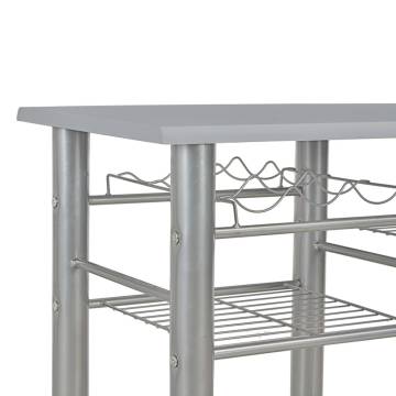 Stylish 3 Piece Bar Set with Shelves - Wood & Steel Grey