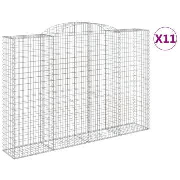 Arched Gabion Baskets 11 pcs - Galvanised Iron Garden Barriers