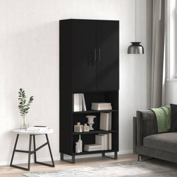 Stylish Highboard Black - 69.5x34x180 cm Engineered Wood