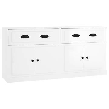 High Gloss White Sideboards - 2 pcs Engineered Wood