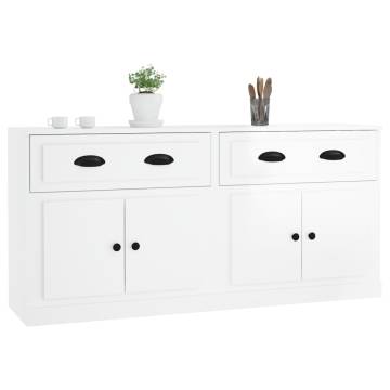 High Gloss White Sideboards - 2 pcs Engineered Wood