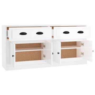 High Gloss White Sideboards - 2 pcs Engineered Wood